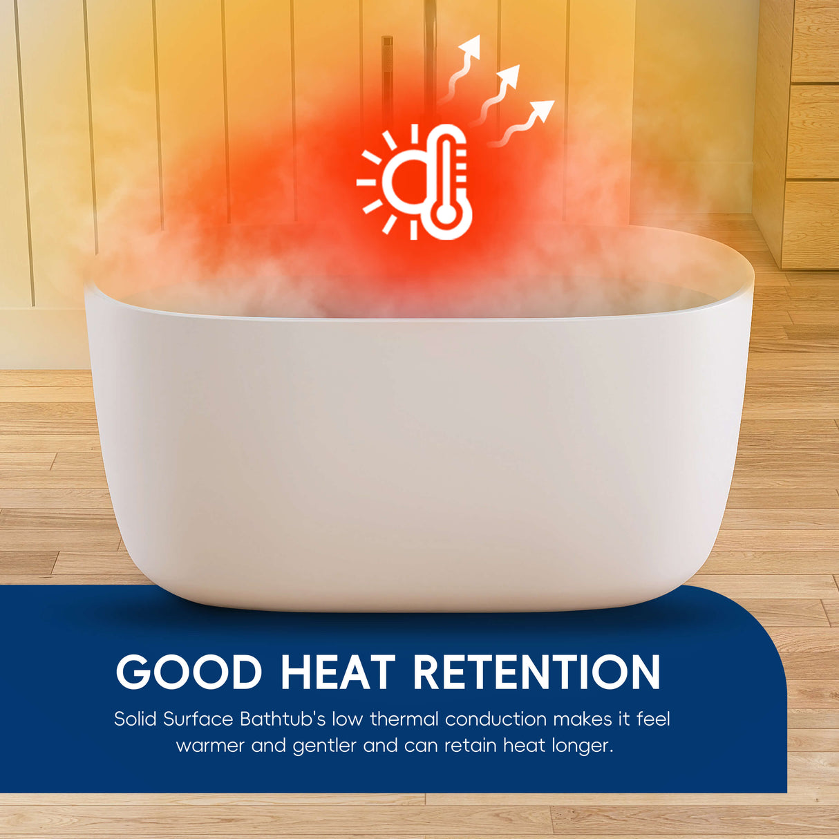 New England Home Goods Lanikai 47" Freestanding Tub in White - Stone Resin Solid Surface