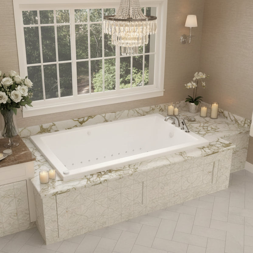 New England Home Goods Harbor Rectangular Drop-in Tub - 42" x 60" Left-Hand Drain Acrylic