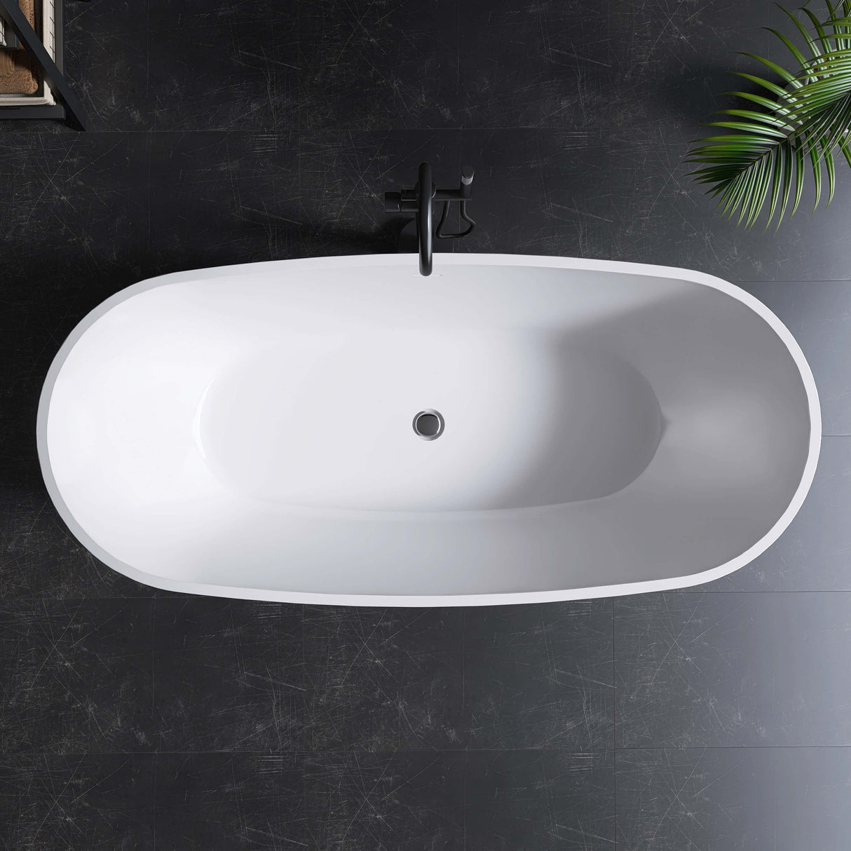 New England Home Goods Ararat 71" Freestanding Tub in White - Stone Resin Solid Surface