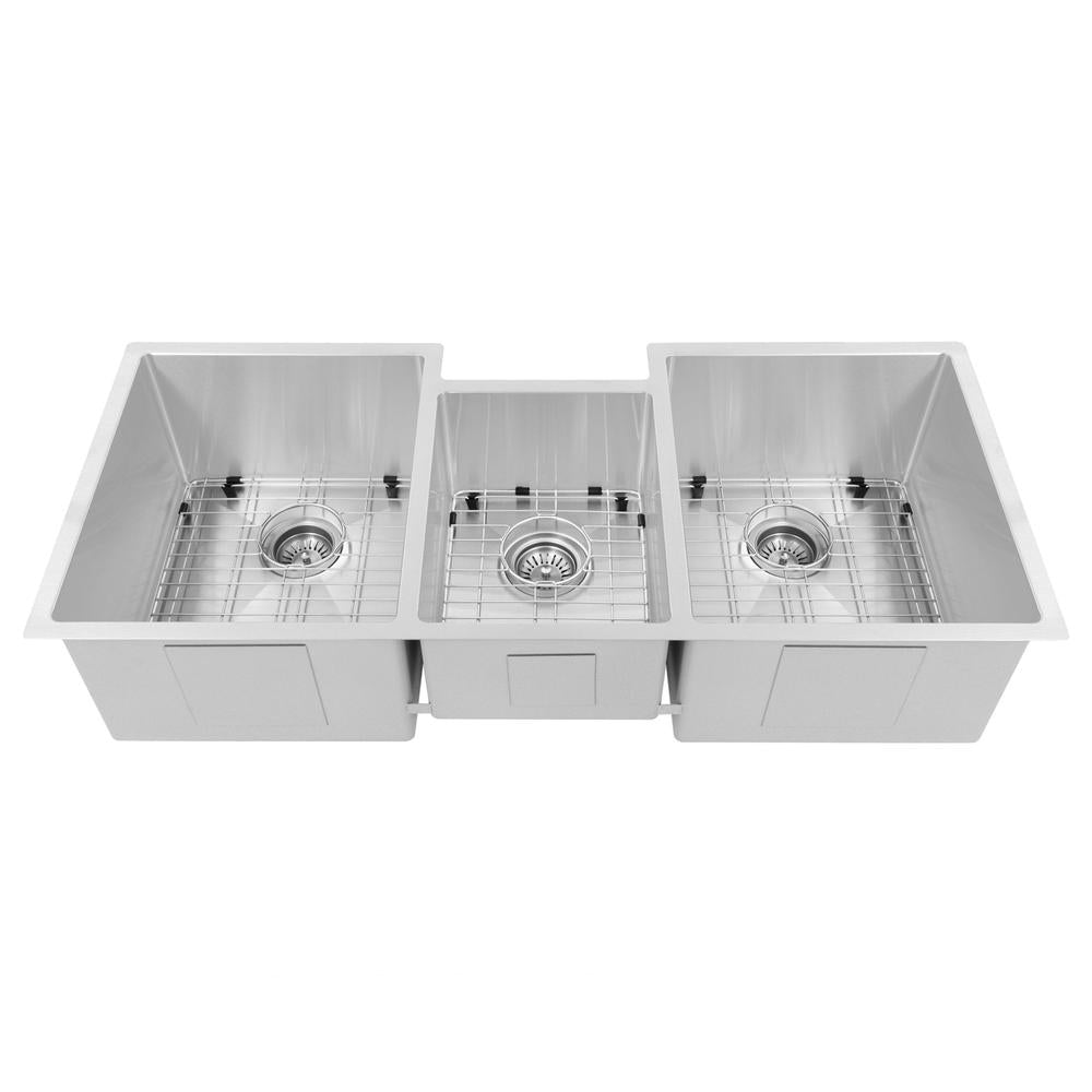 ZLINE Breckenridge 45 in. Undermount Triple Bowl Scratch Resistant Stainless Steel Kitchen Sink with Bottom Grid and Accessories (SLT-45S)