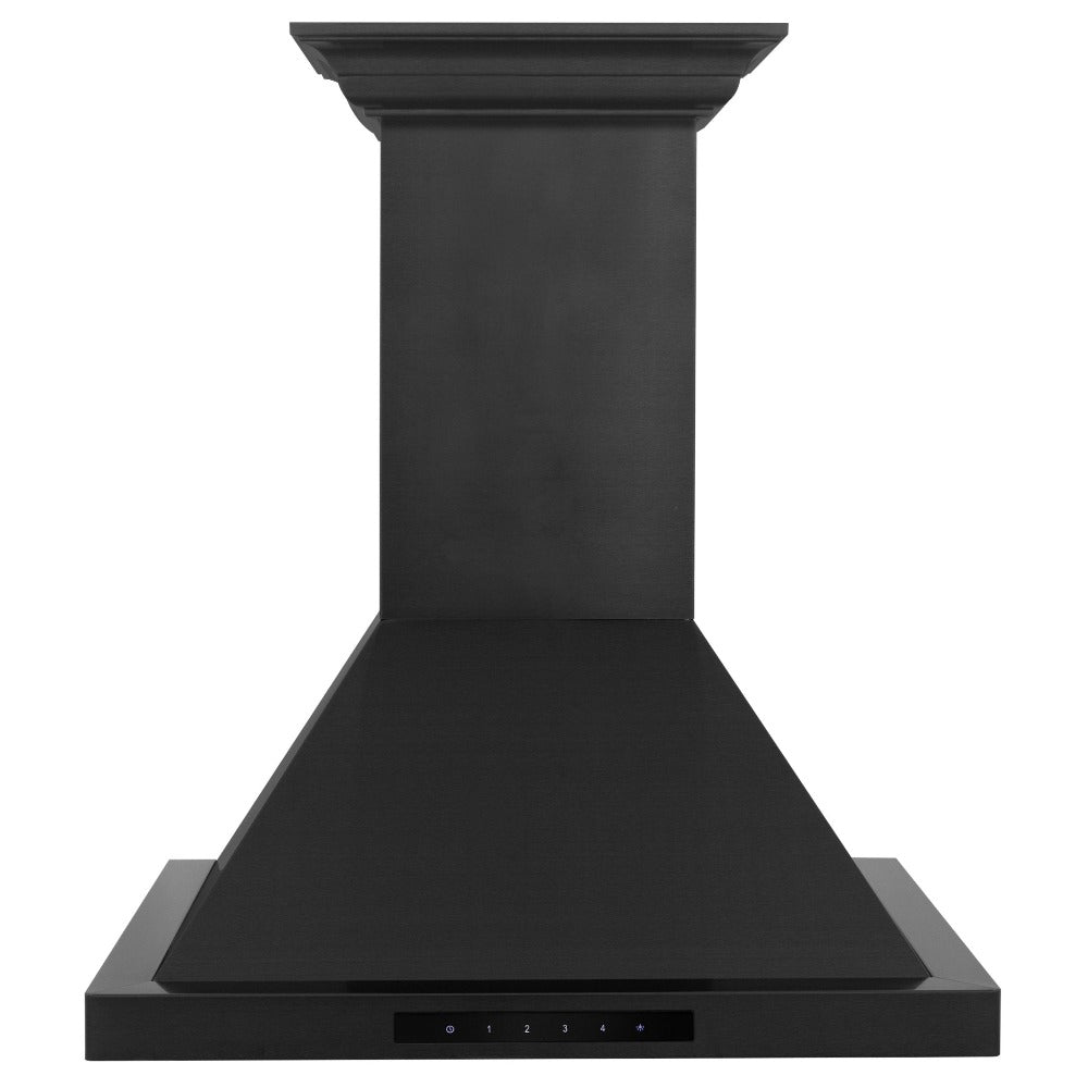 ZLINE Ducted Vent Wall Mount Range Hood in Black Stainless Steel with Built-in CrownSound Bluetooth Speakers (BSKBNCRN-BT)