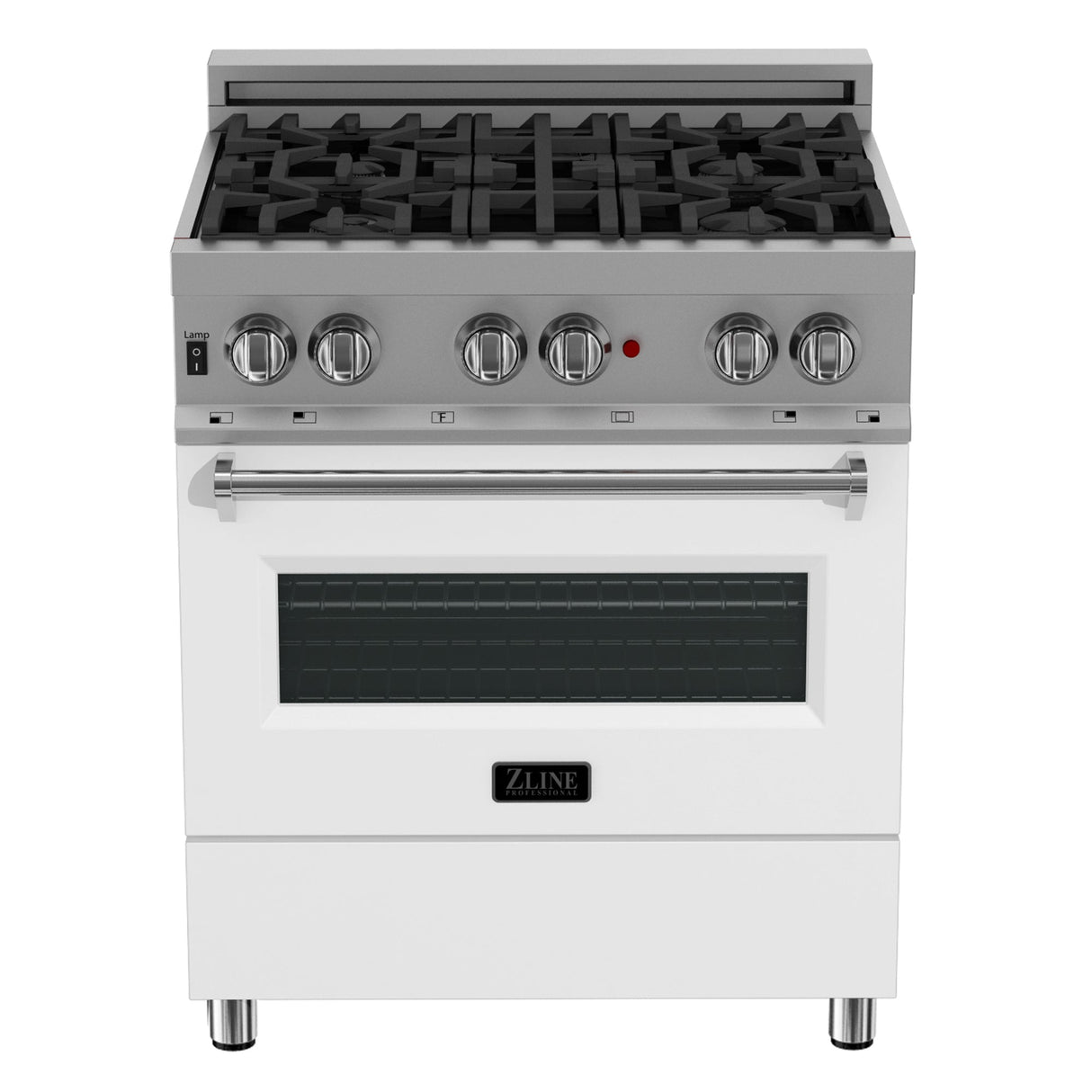 ZLINE 30 in. 4.0 cu. ft. Legacy Dual Fuel Range with 4 Burner Gas Cooktop and Electric Convection Oven in DuraSnow® Stainless Steel and White Matte Door (RAS-WM-30)