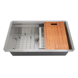 Nantucket Sinks' ZR-PS-3018-16 - 30 Inch Pro Series Large Rectangle Single Bowl Undermount Stainless Steel Kitchen Sink, With Included Grid, Colander And Cutting Board