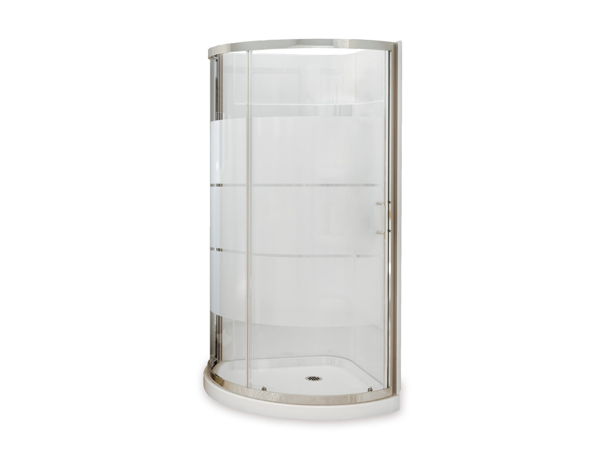 MAAX 300001-000-001-103 Cyrene 34 x 34 Acrylic Center Drain Shower Kit in White with 3 Stripes glass in Chrome