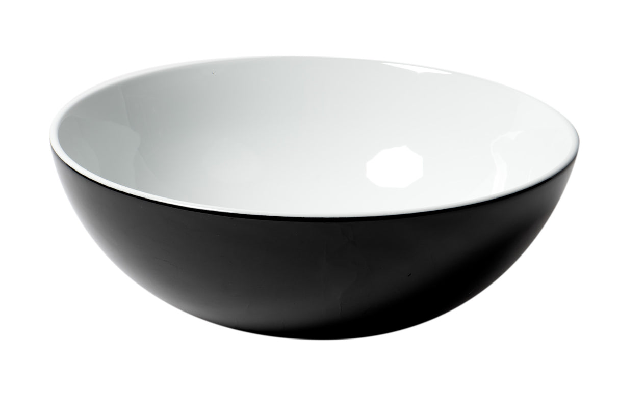 ALFI brand ABC906 Black & White 15" Round Vessel Above Mount Ceramic Sink