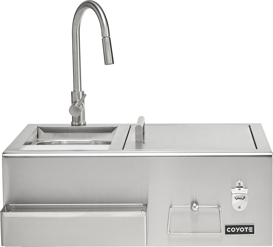 Coyote C3RC 30" Refreshment Center with Sink, Faucet, Drop-In Cooler, Stainless Steel