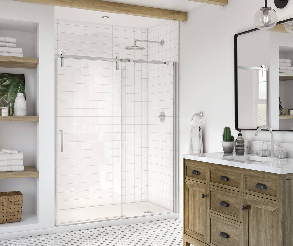 MAAX 137681-900-084-000 Outback 55 ¼ - 58 ½ x 70 ½ in. 8mm Sliding Shower Door for Alcove Installation with Clear glass in Chrome