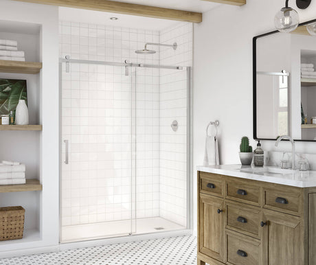 MAAX 137681-900-084-000 Outback 55 ¼ - 58 ½ x 70 ½ in. 8mm Sliding Shower Door for Alcove Installation with Clear glass in Chrome
