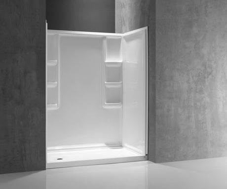 ANZZI SW-AZ8076-R 60 in. x 36 in. x 74 in. 3-piece DIY Friendly Alcove Shower Surround in White