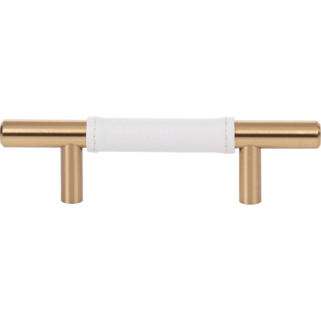 Atlas Homewares Zanzibar White Leather Pull 3 Inch (c-c) Warm Brass