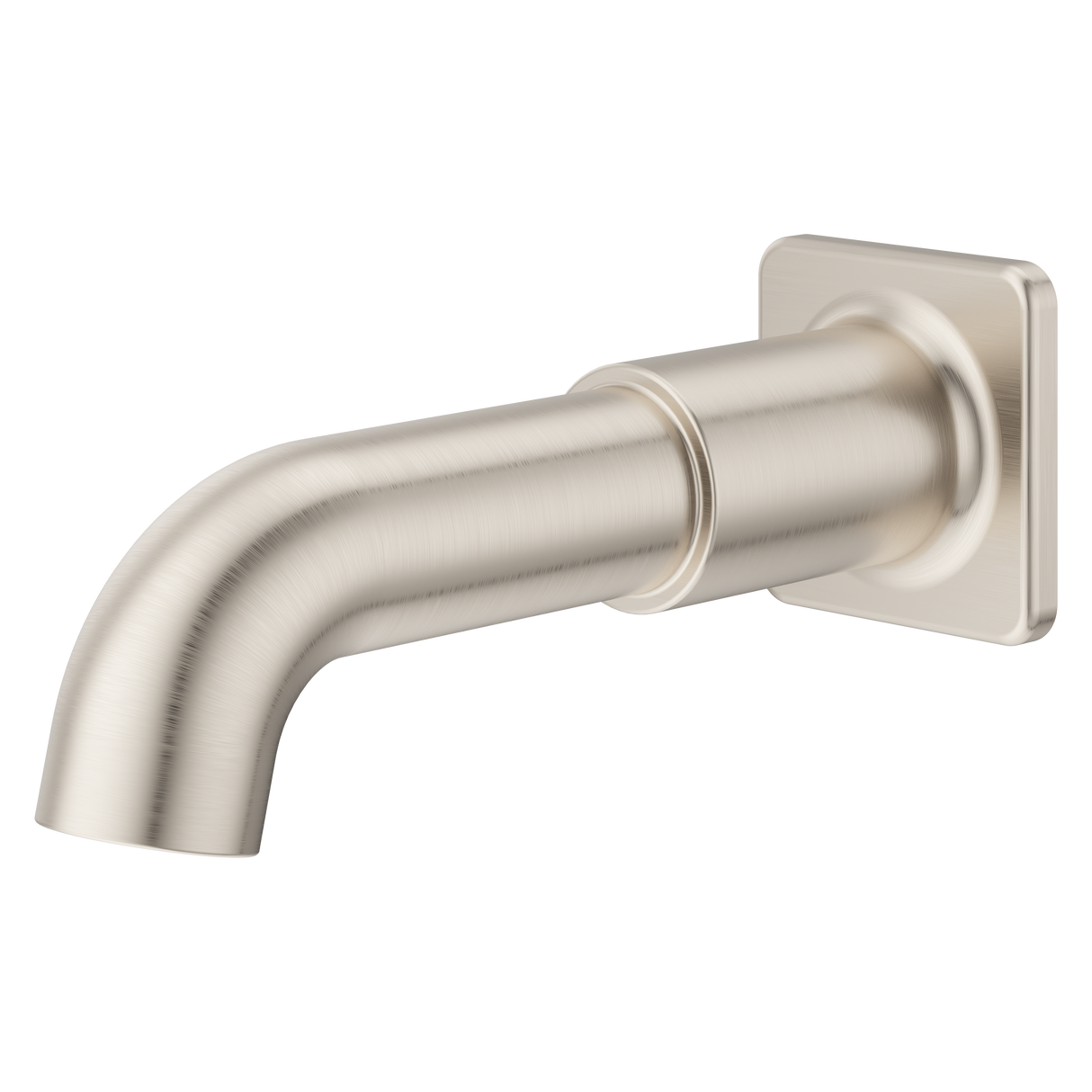Modern Square Push Button Tub Spout in Brushed Nickel