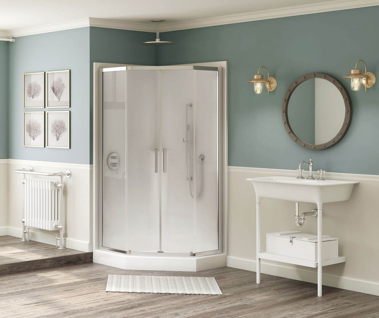 MAAX 140009-000-002-000 CSS40 42 x 42 AcrylX Corner Center Drain One-Piece Shower in White