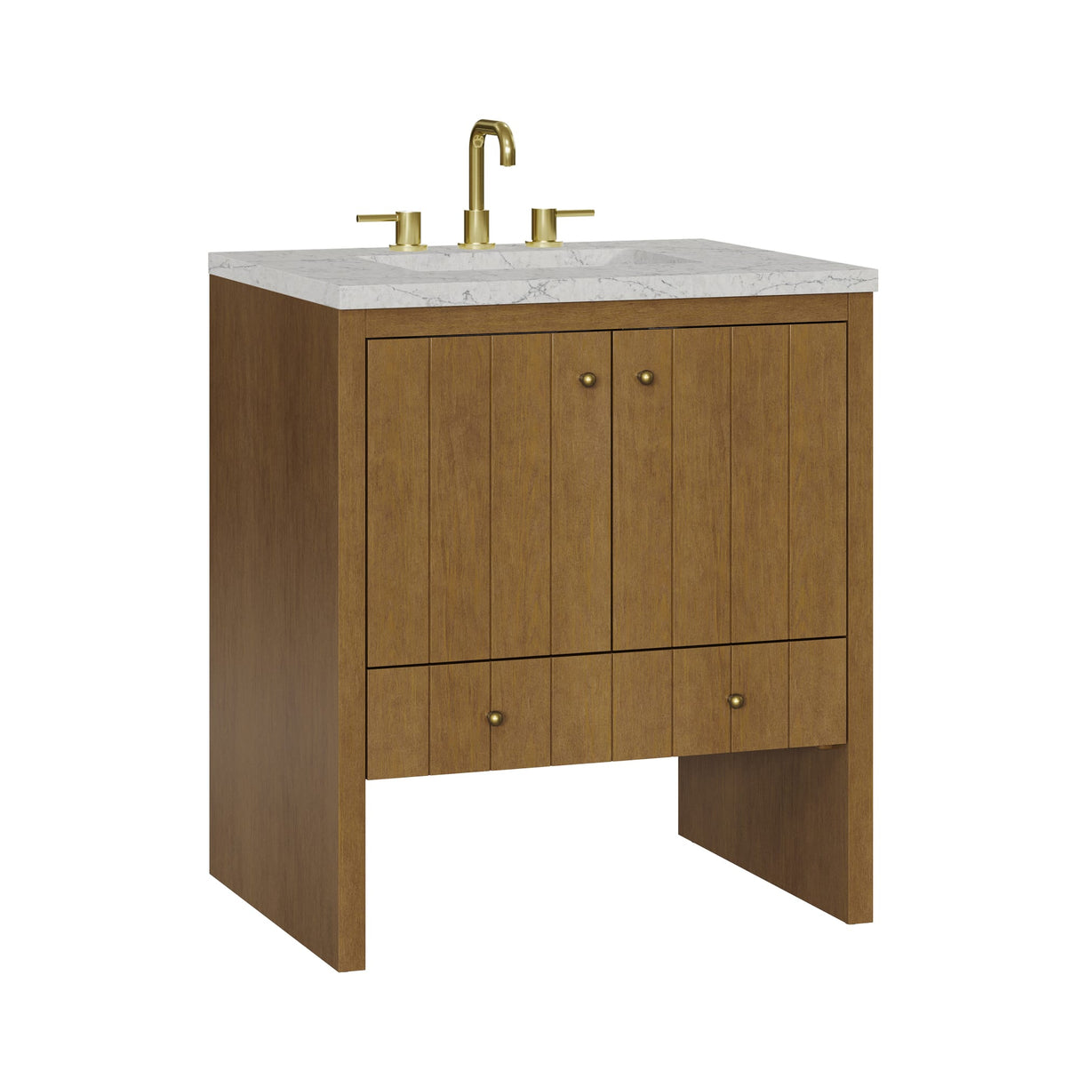 Hudson 30" Single Vanity, Honey Oak w/ 3 CM Eternal Jasmine Pearl Silestone Top