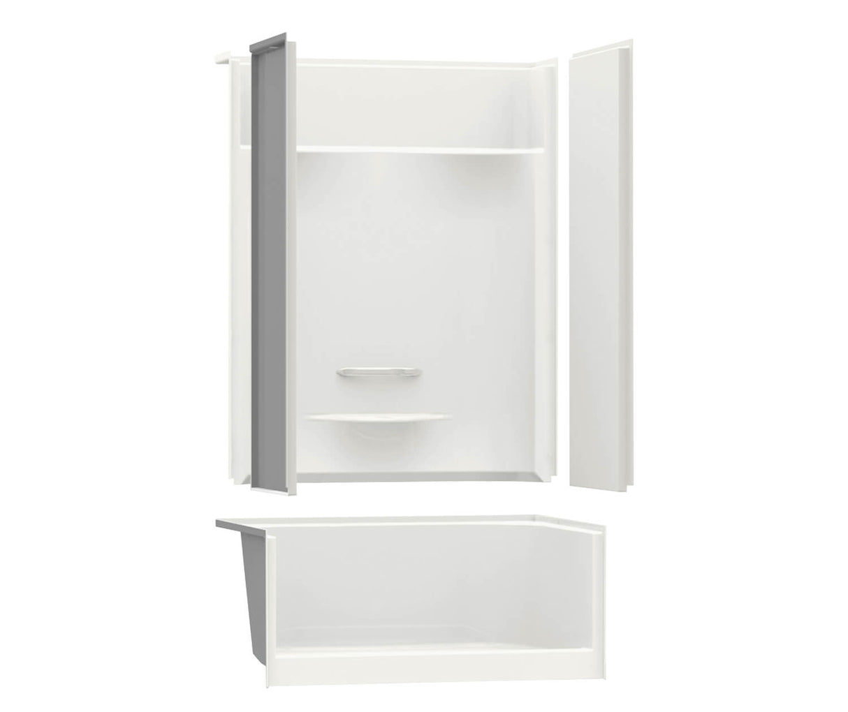 Aker KDS 3448 AcrylX Alcove Center Drain Four-Piece Shower in White