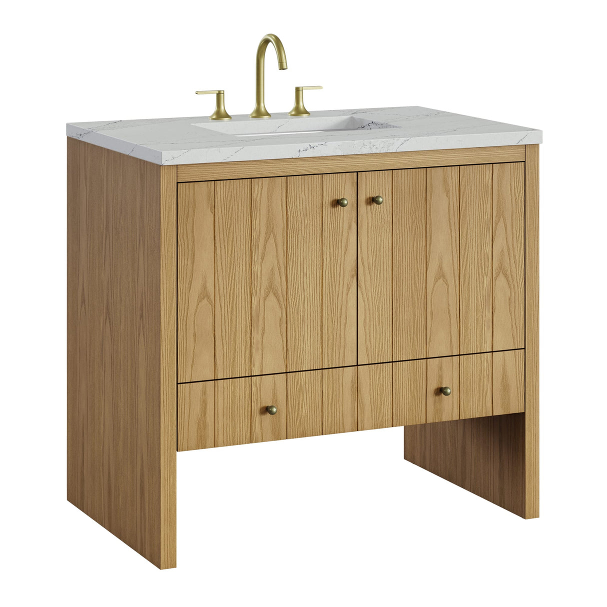 Hudson 36" Single Vanity, Light Natural Oak w/ 3 CM Ethereal Noctis Top