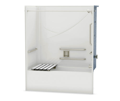 MAAX 106063-000-002-110 OPTS-6032 - ANSI Compliant AcrylX Alcove Left-Hand Drain One-Piece Tub Shower in White