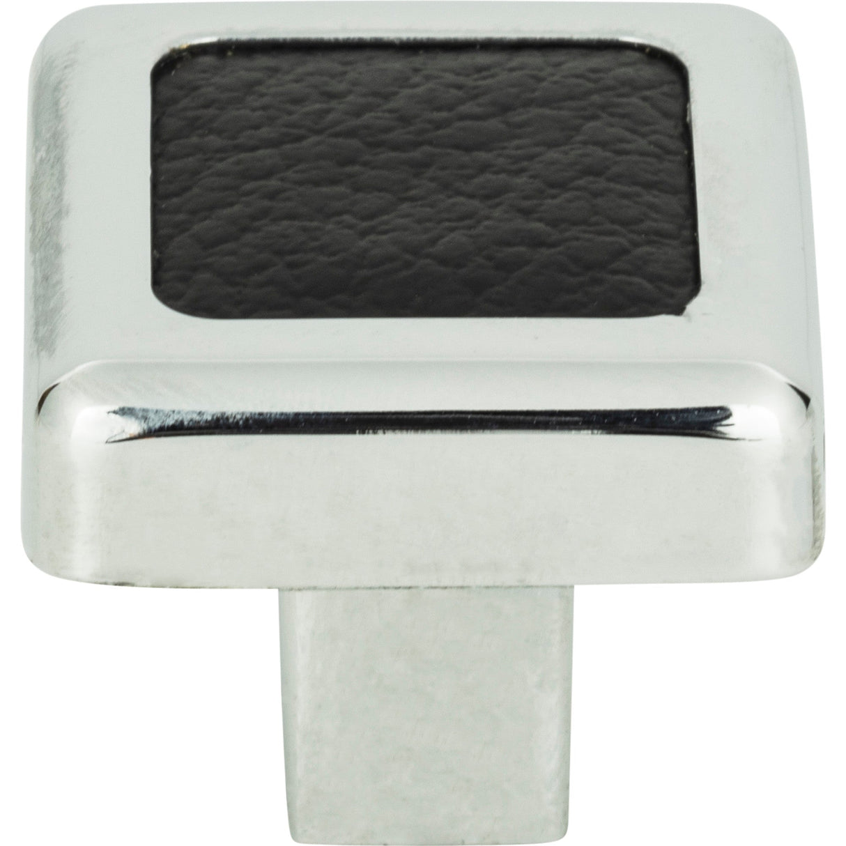 Atlas Homewares Paradigm Square Knob 1 1/4 Inch CH & Black Leather