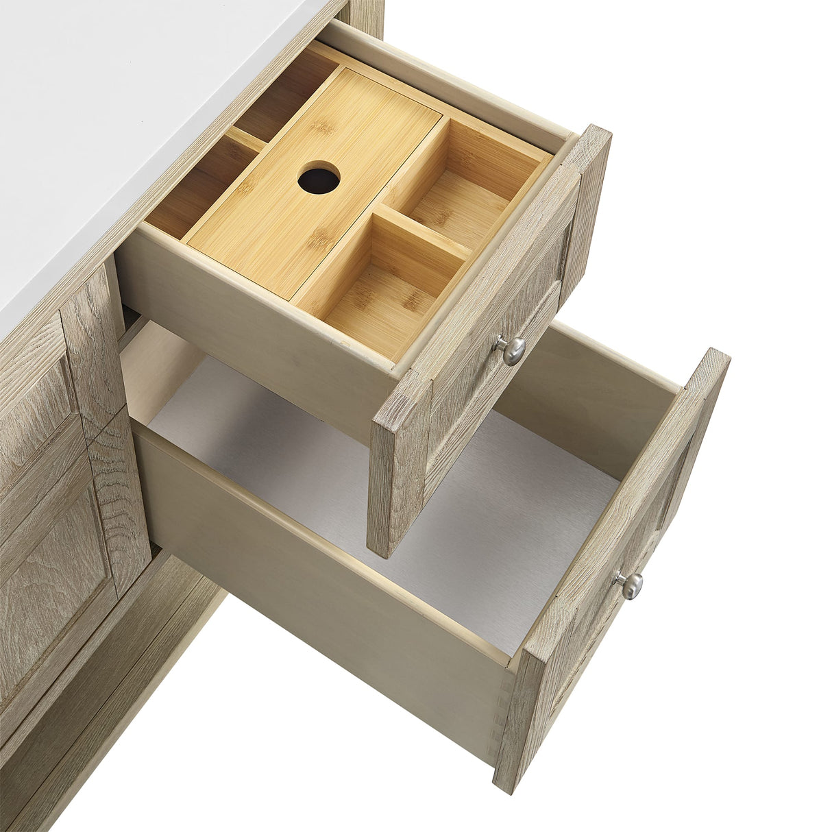 Breckenridge 48" Single Vanity, Whitewashed Oak, w/ 3 CM Tajnar Eclos Top w/FreePower Wireless Charger