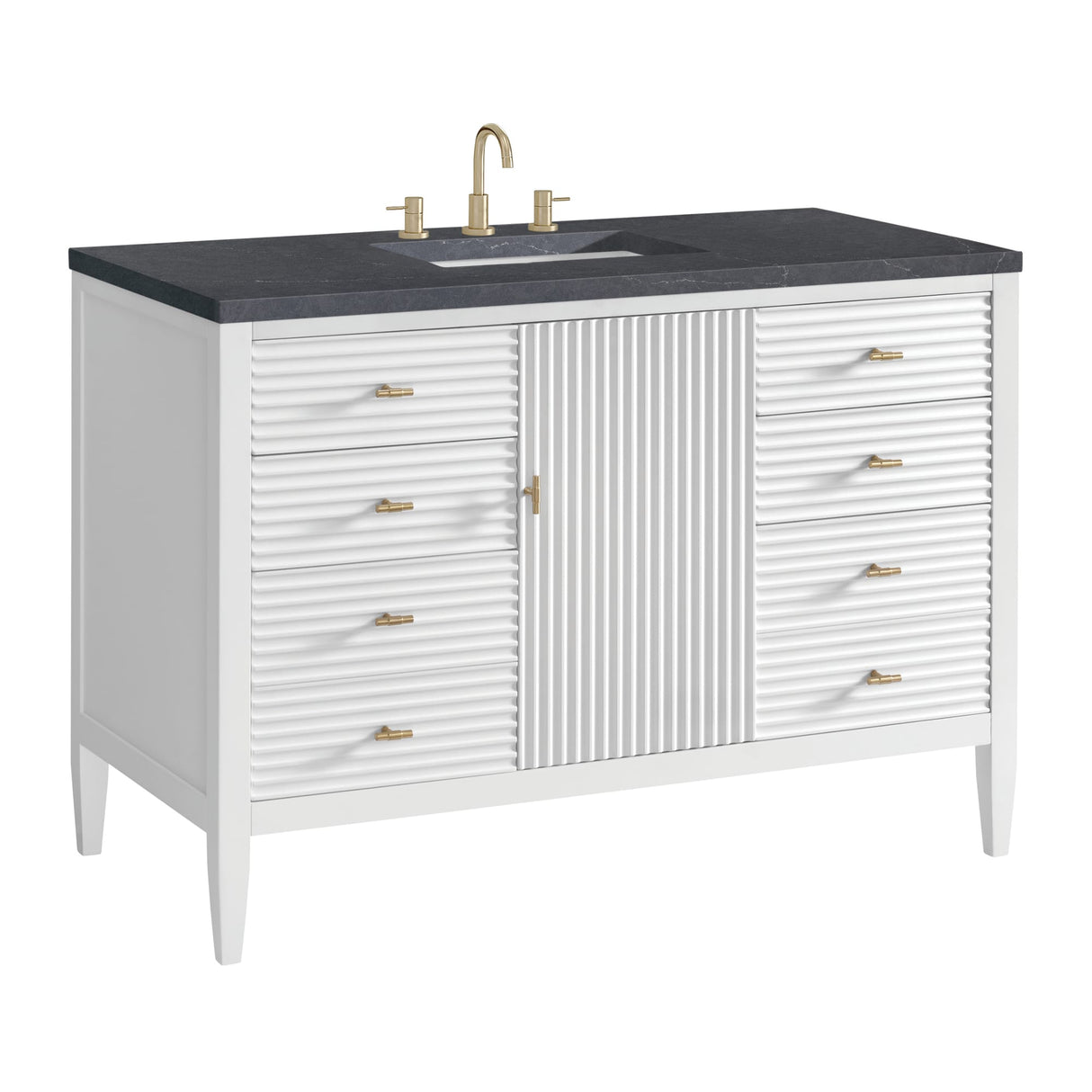 Myrrin 48" Single Vanity, Bright White w/ 3 CM Charcoal Soapstone Silestone Top