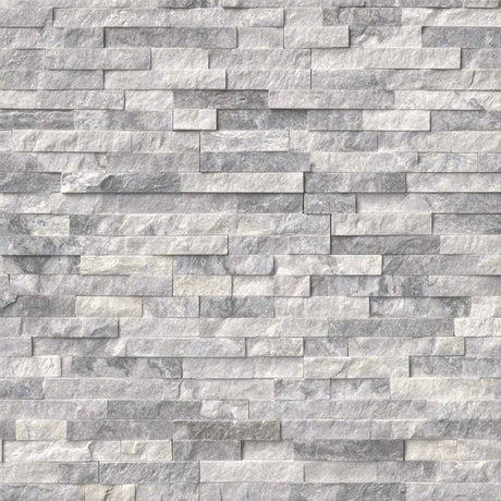 Alaska gray splitface ledger panel 6x24 natural marble wall tile LPNLMALAGRY624 product shot angle view