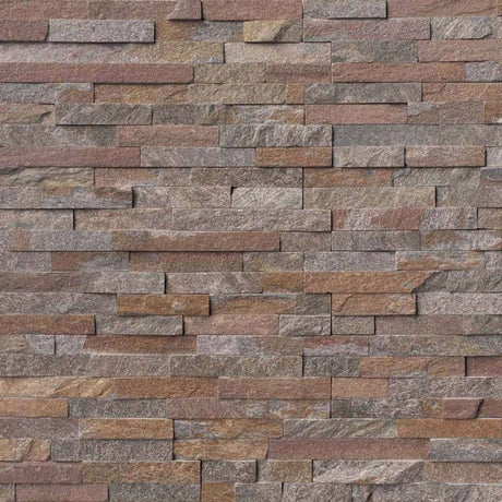 Amber falls splitface ledger panel 6X24 natural quartzite wall tile LPNLQAMBFAL624 product shot multiple tiles angle view