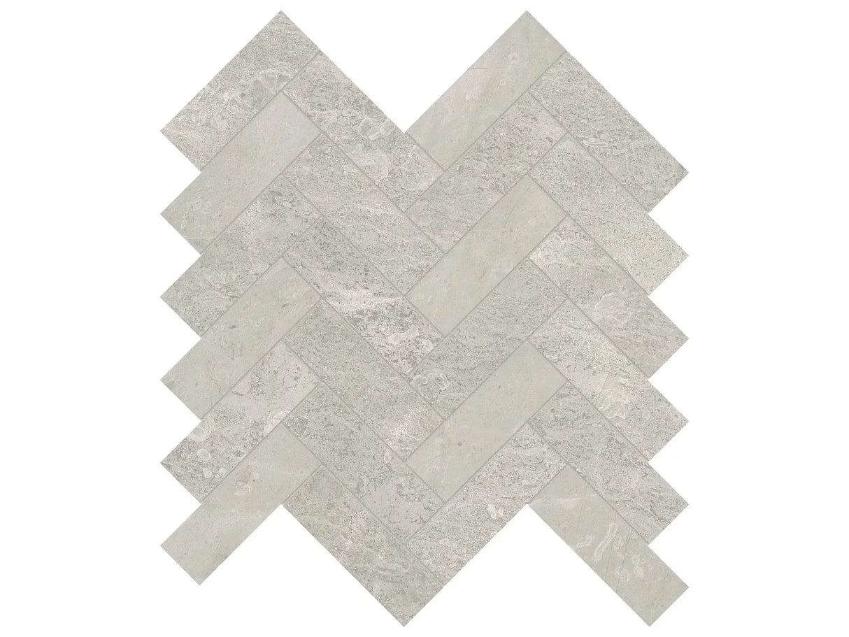 Anatolia Tile 1.25X4 Anciano Grigio Herringbone Honed Marble Mosaic 5001-0244-0 * 1 Sheet = .89 Sqft * Anciano Grigio Herringbone - premium natural stone mosaic tile from Anatolia Tile, available at PoshHaus showroom in Keene, NH