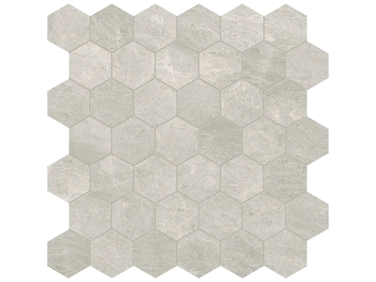 Anatolia Tile 2" Hex Anciano Grigio Honed Marble Mosaic 5001-0242-0 * 1 Sheet = .99 Sqft * Anciano Grigio Hexagon 2" - premium natural stone mosaic tile from Anatolia Tile, available at PoshHaus showroom in Keene, NH