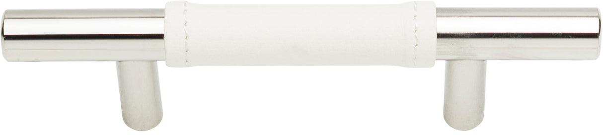 Atlas Homewares Zanzibar White Leather Pull 3 Inch (c-c) Polished Chrome