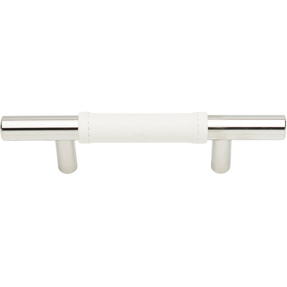 Atlas Homewares Zanzibar White Leather Pull 3 Inch (c-c) Polished Chrome