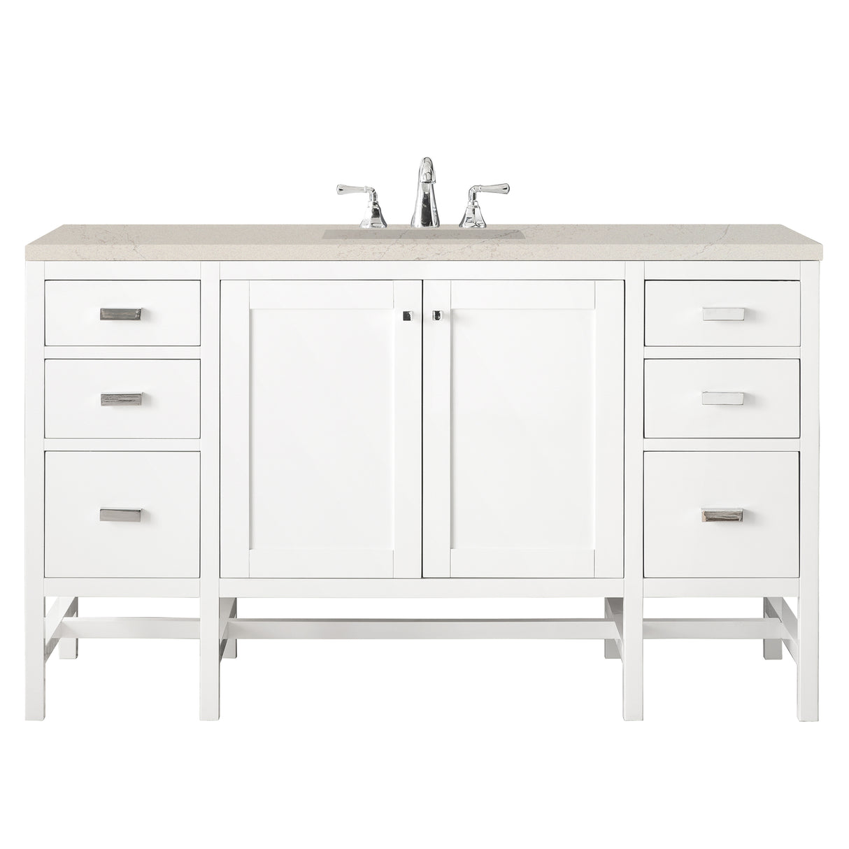 Addison 60" Single Vanity, Glossy White, w/ 3 CM Siberian Silestone Top