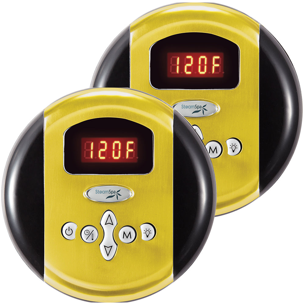 SteamSpa Programmable Dual Control Panels in Polished Gold G-SC-2-75-PG