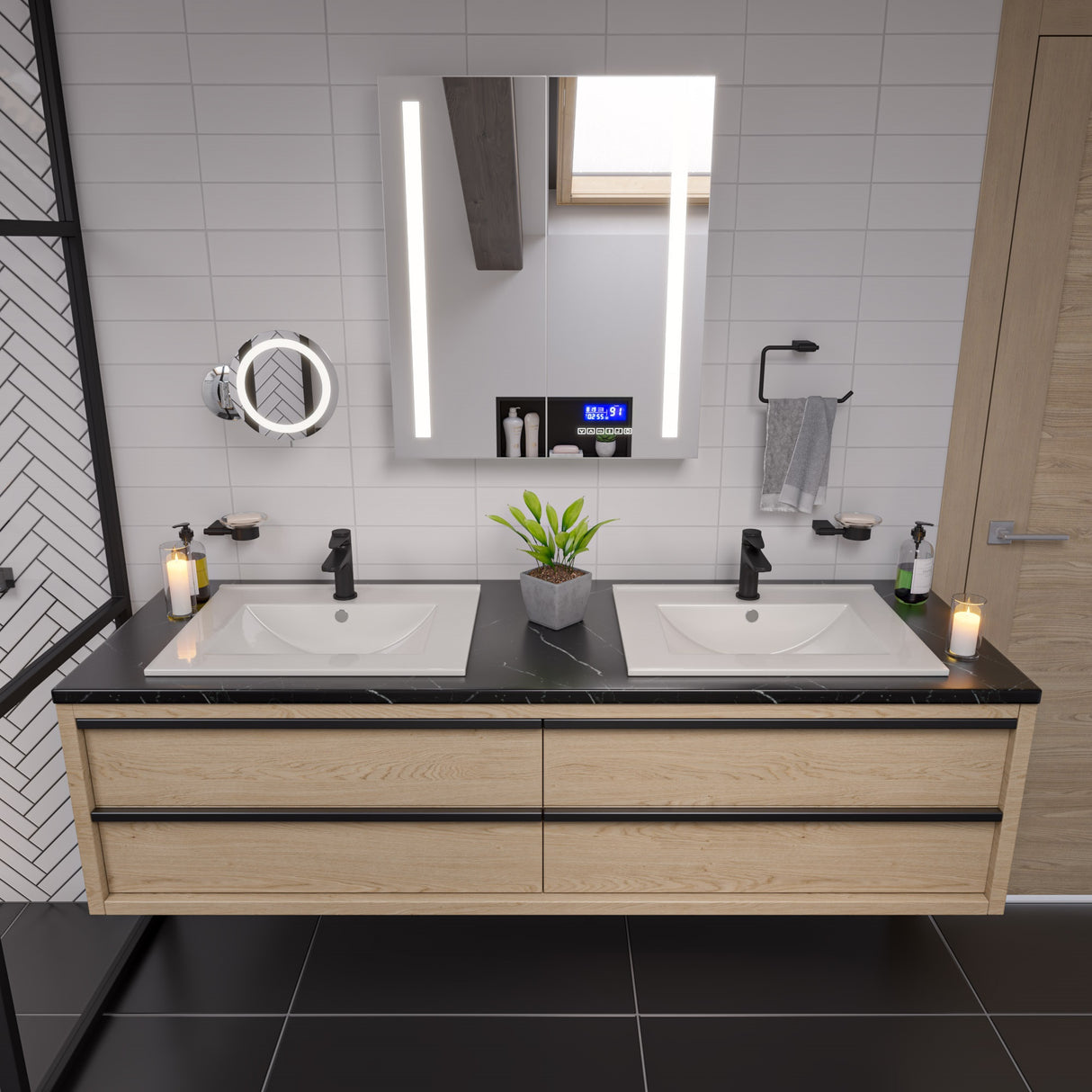 26" x 30" Double Door LED Light Bluetooth Medicine Cabinet