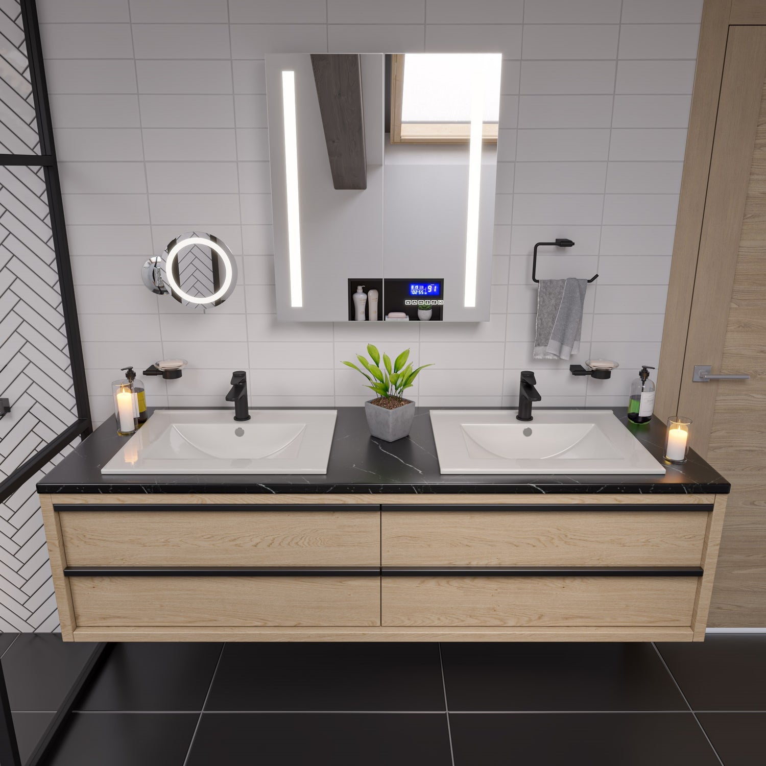 26" x 30" Double Door LED Light Bluetooth Medicine Cabinet