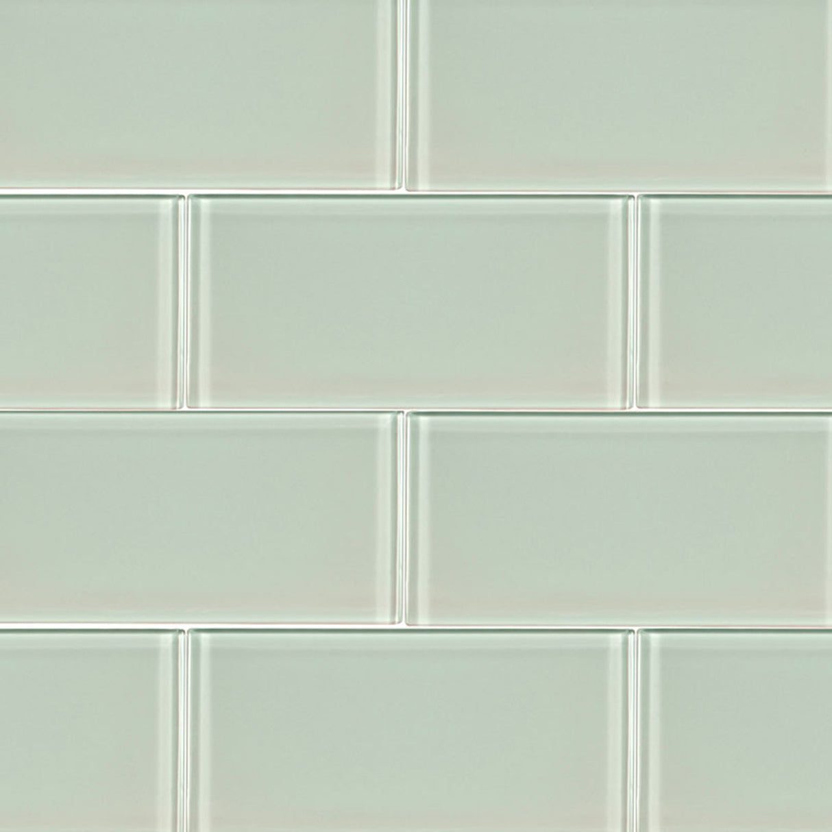 Arctic ice 3x6 glossy glass white subway tile SMOT GL T AI36 product shot multiple tiles angle view #Size_3"x6"