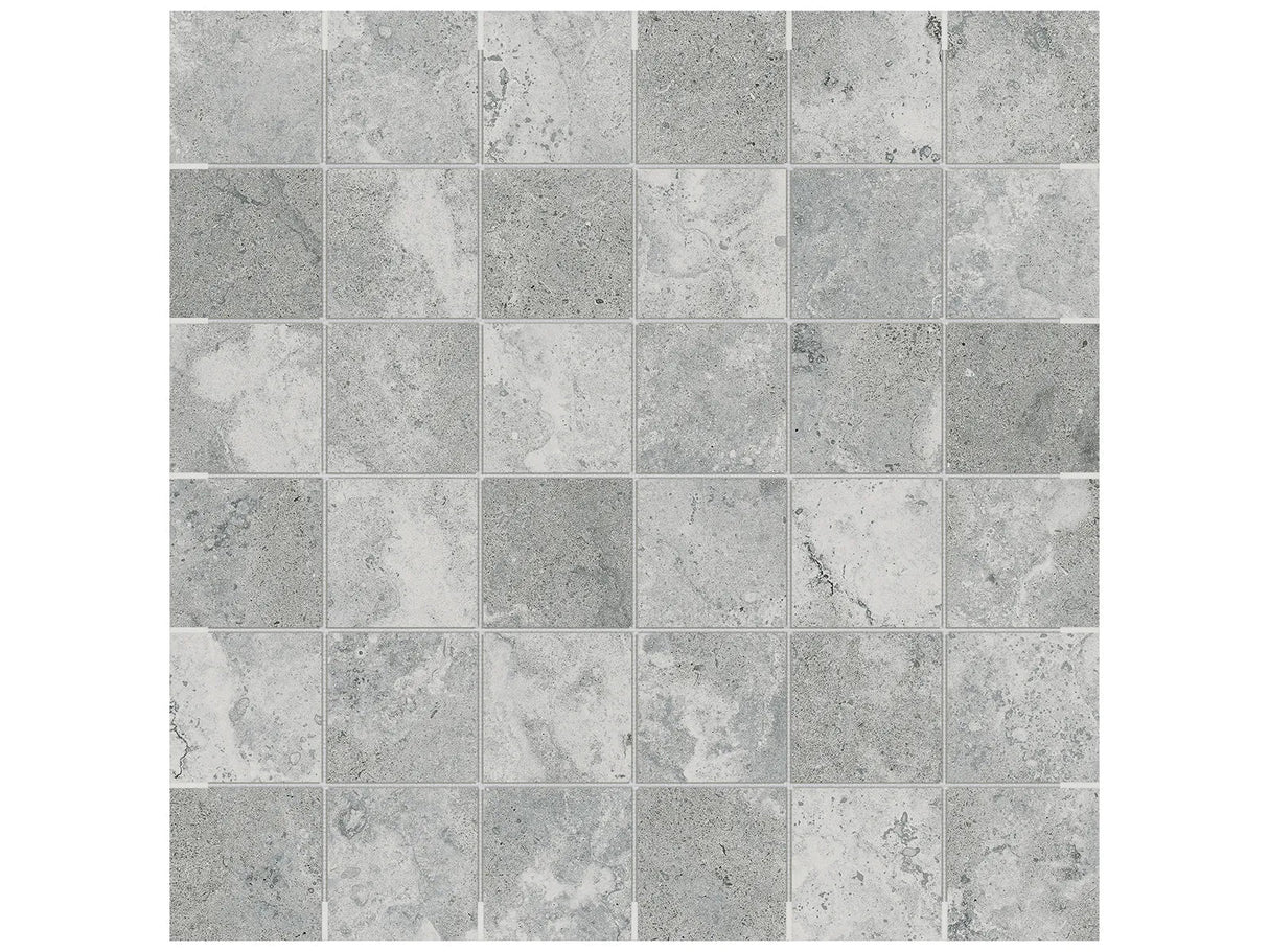Anatolia Tile 2X2 Veneta Argento Matte 36 Piece Porcelain Mosaics. 1 Sheet = .96 Sq. Ft. 4501-0298-0 (63-587) Argento 2x2 - premium natural stone mosaic tile from Anatolia Tile, available at PoshHaus showroom in Keene, NH