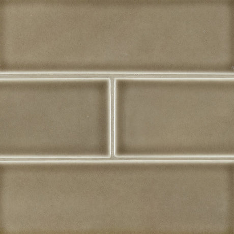 Artisan taupe handcrafted 3x6 glossy ceramic brown subway tile SMOT-PT-ARTA36 product shot multiple tiles wall view #Size_3"x6"