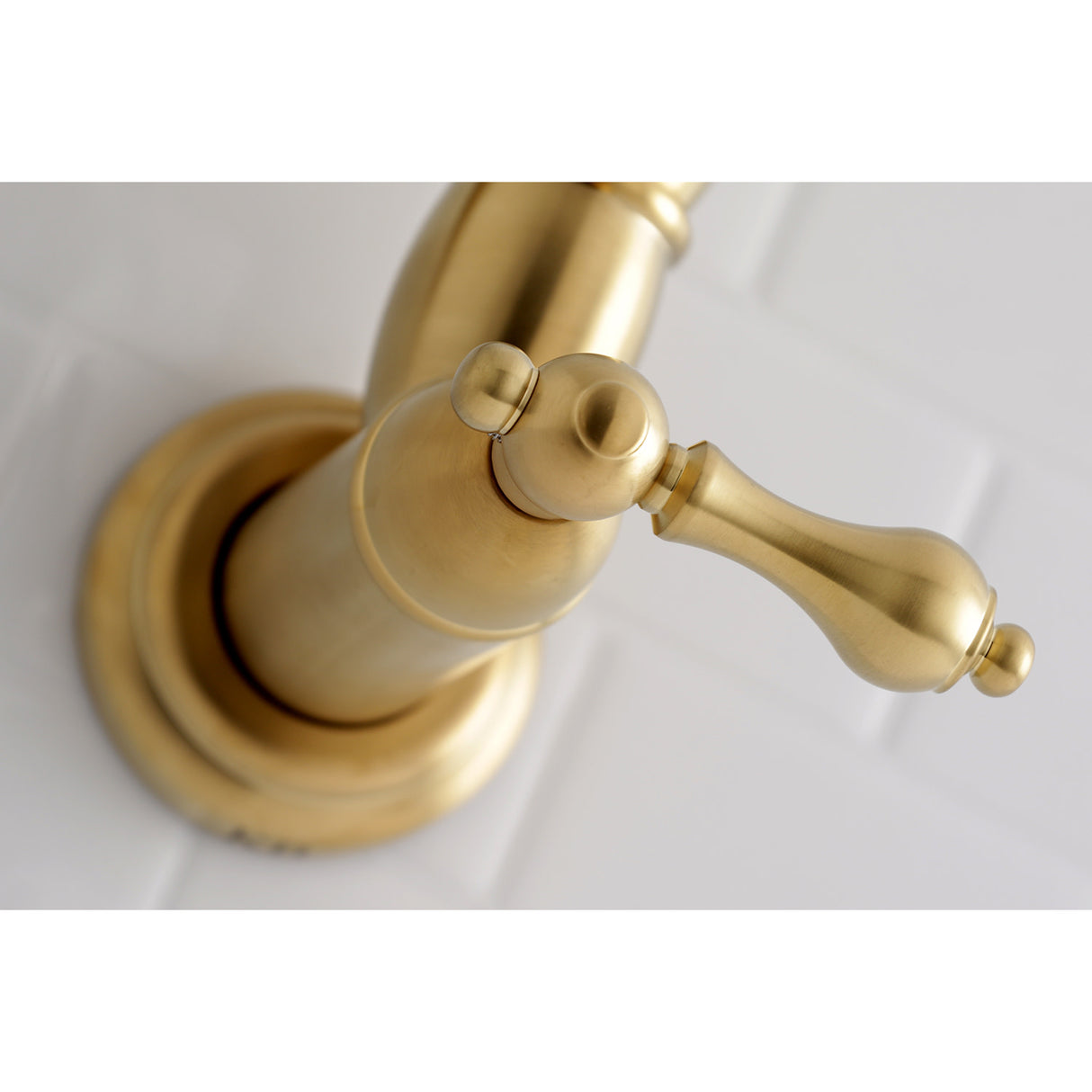 Kingston Brass KS3107AL Restoration Wall Mount Pot Filler Kitchen Faucet, Brushed Brass