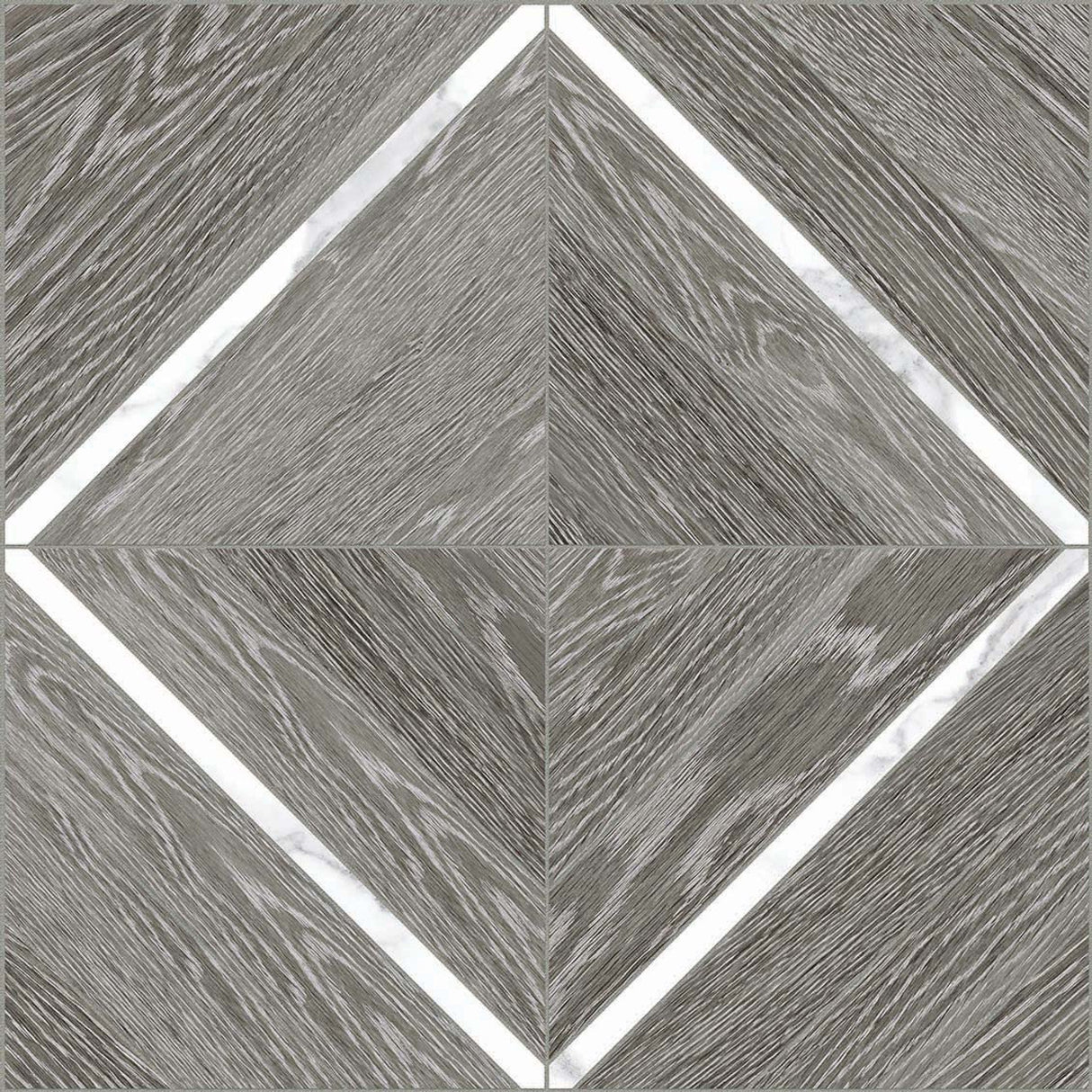 Anatolia Tile 16X16 Aspen Grey Ridge Matte Porcelain Mosaics With Statuario Venato Marquetry. 1 Sheet = 1.69 Sq. Ft. 4501-0017-1 Grey Ridge Marquetry - premium natural stone mosaic tile from Anatolia Tile, available at PoshHaus showroom in Keene, NH