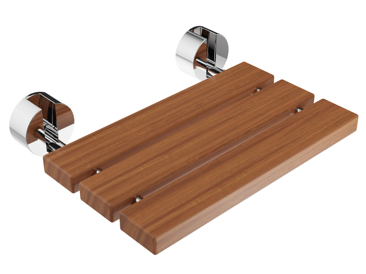 Leisure 20 in. Teak Wall Mounted Folding Shower Seat D-7-BN