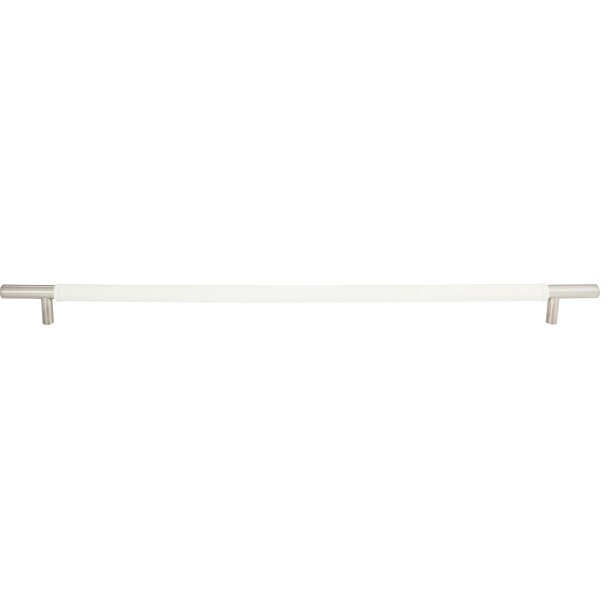 Atlas Homewares Zanzibar White Appliance Pull 17 Inch (c-c) Leather Brushed Nickel