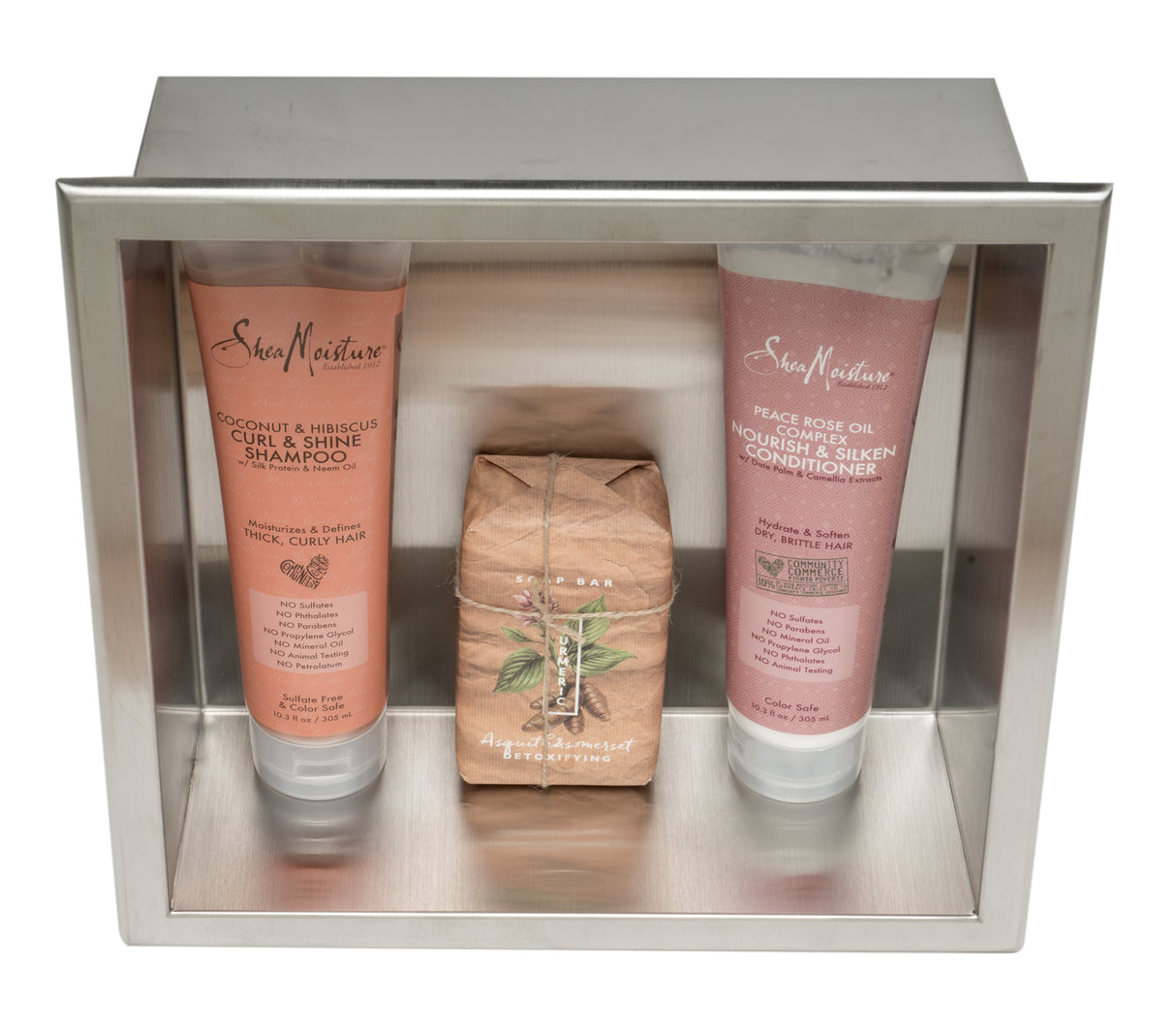 ALFI brand 12 x 12 Brushed Stainless Steel Square Single Shelf Bath Shower Niche