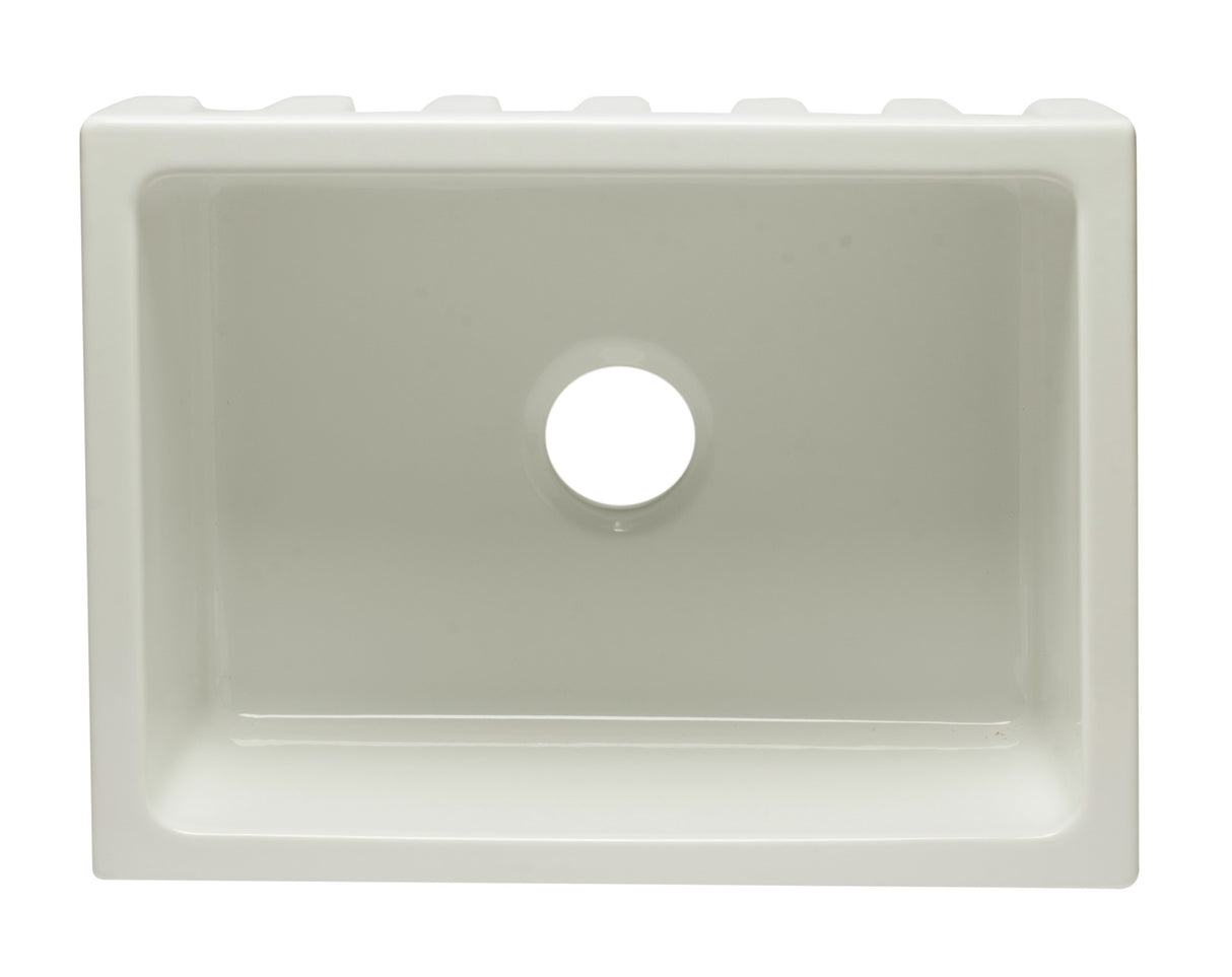 ALFI brand AB2418HS-B 24 inch Biscuit Reversible Smooth / Fluted Single Bowl Fireclay Farm Sink