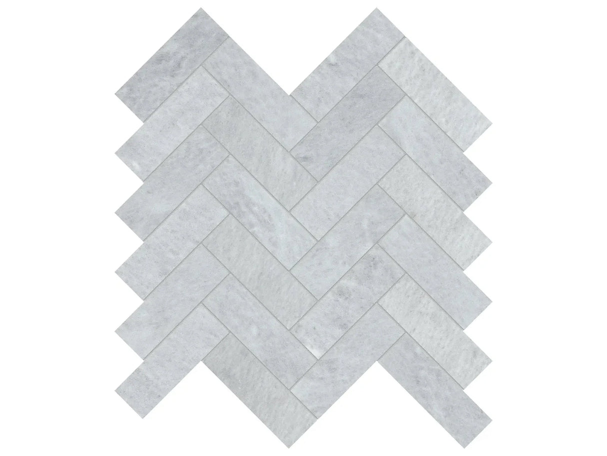 Anatolia Tile 1.25X4 Aura Fresca Herringbone Honed Marble Mosaic 5001-0299-0 * 1 Sheet = .89 Sqft * Aura Fresca Herringbone - premium natural stone mosaic tile from Anatolia Tile, available at PoshHaus showroom in Keene, NH