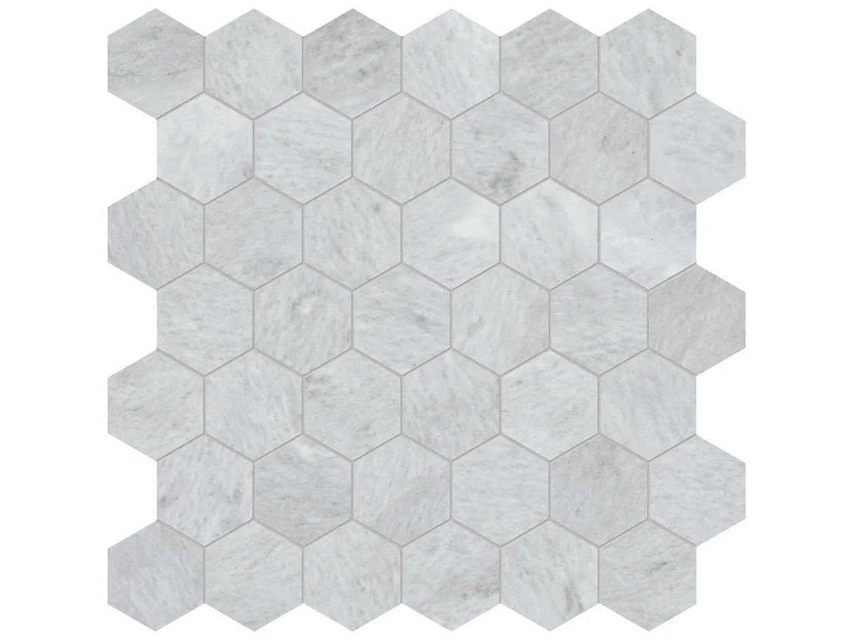 Anatolia Tile 2" Hex Aura Fresca Honed Marble Mosaic 5001-0298-0 * 1 Sheet = .99 Sqft * Aura Fresca Hexagon 2" - premium natural stone mosaic tile from Anatolia Tile, available at PoshHaus showroom in Keene, NH