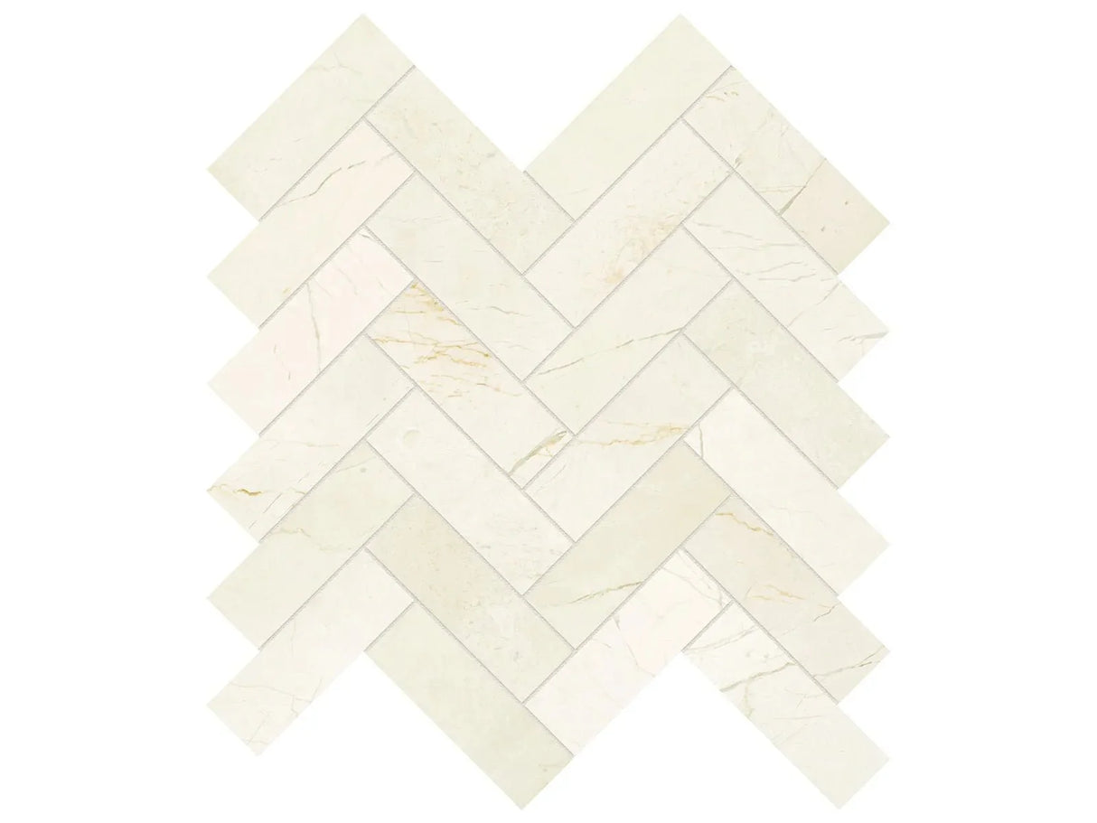 Anatolia Tile 1.25X4 Avorio Crema Herringbone Honed Marble Mosaic 5001-0258-0 * 1 Sheet = .89 Sqft * Avorio Crema Herringbone - premium natural stone mosaic tile from Anatolia Tile, available at PoshHaus showroom in Keene, NH