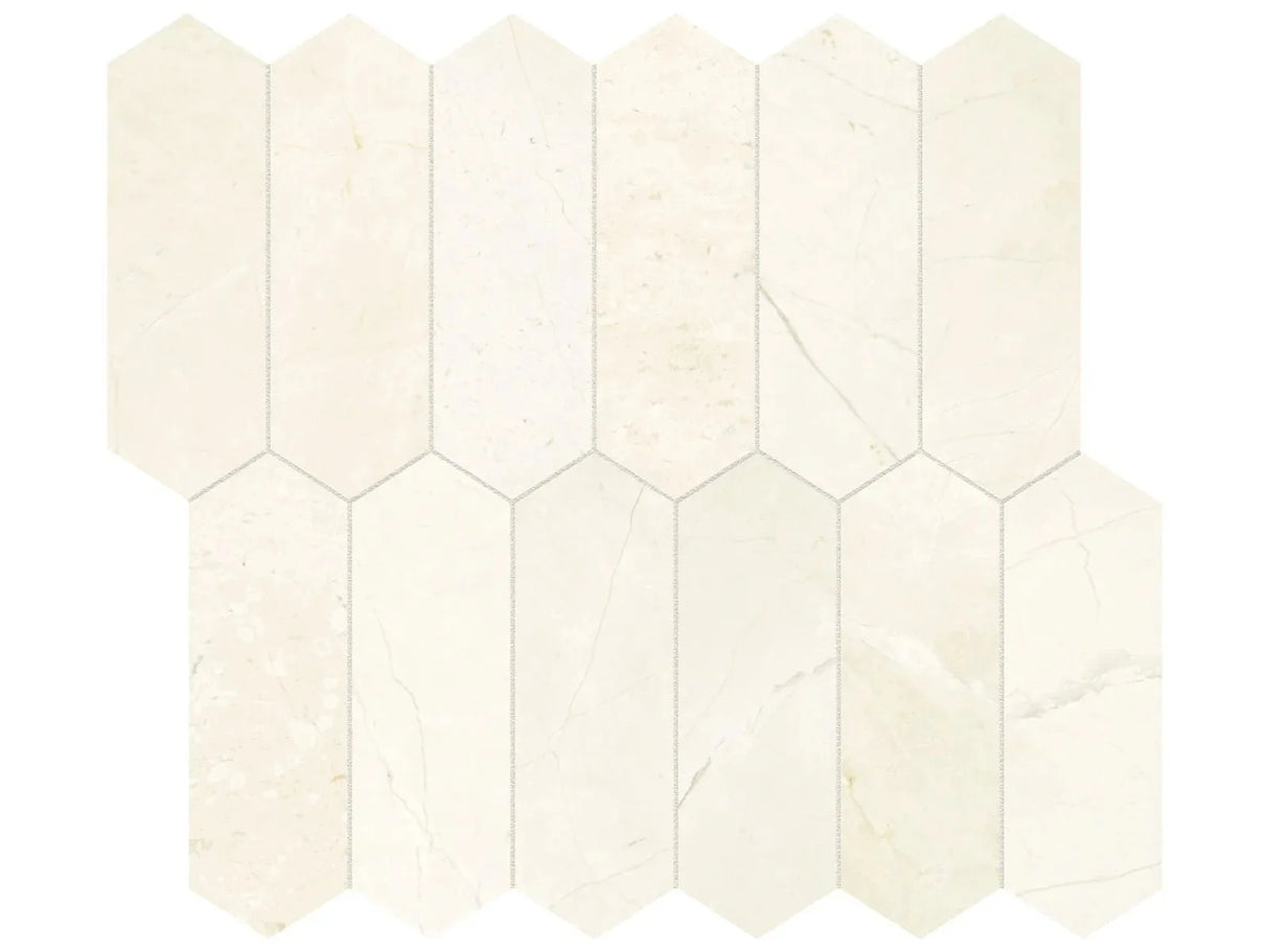 Anatolia Tile 2X6 Avorio Crema Picket Honed Marble Mosaic 5001-0259-0 * 1 Sheet = .87 Sqft * Avorio Crema Picket 2x6 - premium natural stone mosaic tile from Anatolia Tile, available at PoshHaus showroom in Keene, NH
