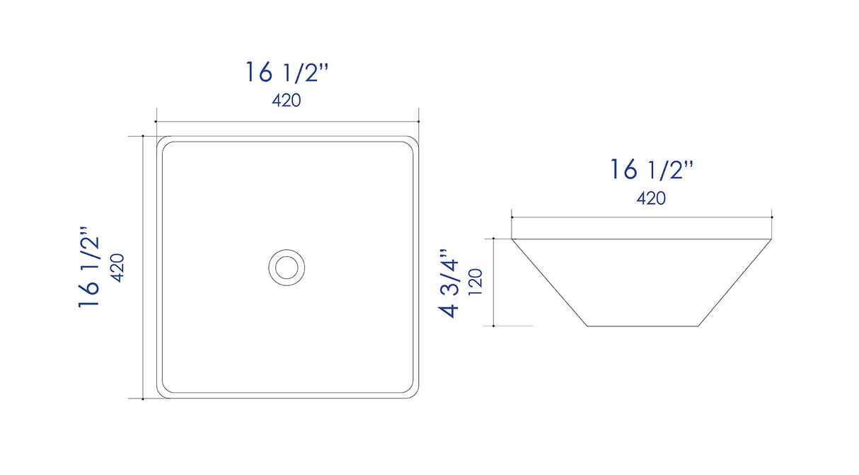 ALFI brand ABC912 White 17" Square Above Mount Ceramic Sink