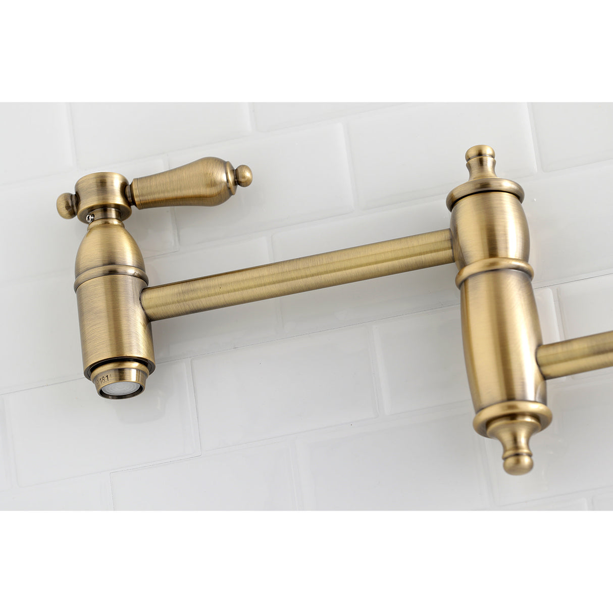 Kingston Brass KS3103BAL Heirloom Wall Mount Pot Filler Kitchen Faucet, Antique Brass