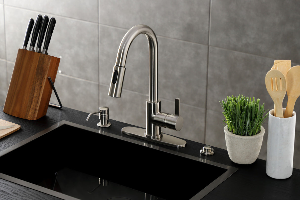 Gourmetier LS8788CTL Continental Single-Handle Pull-Down Kitchen Faucet, Brushed Nickel