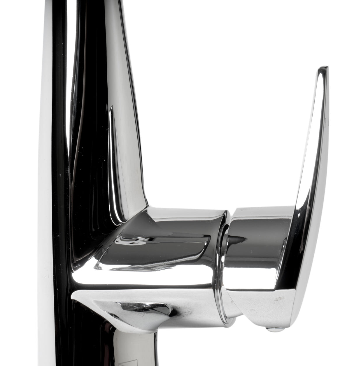 Polished Chrome Kitchen Faucet with Black Rubber Stem